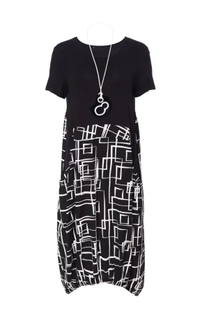 156 Geometrical Print Dress/ Necklace - Ora