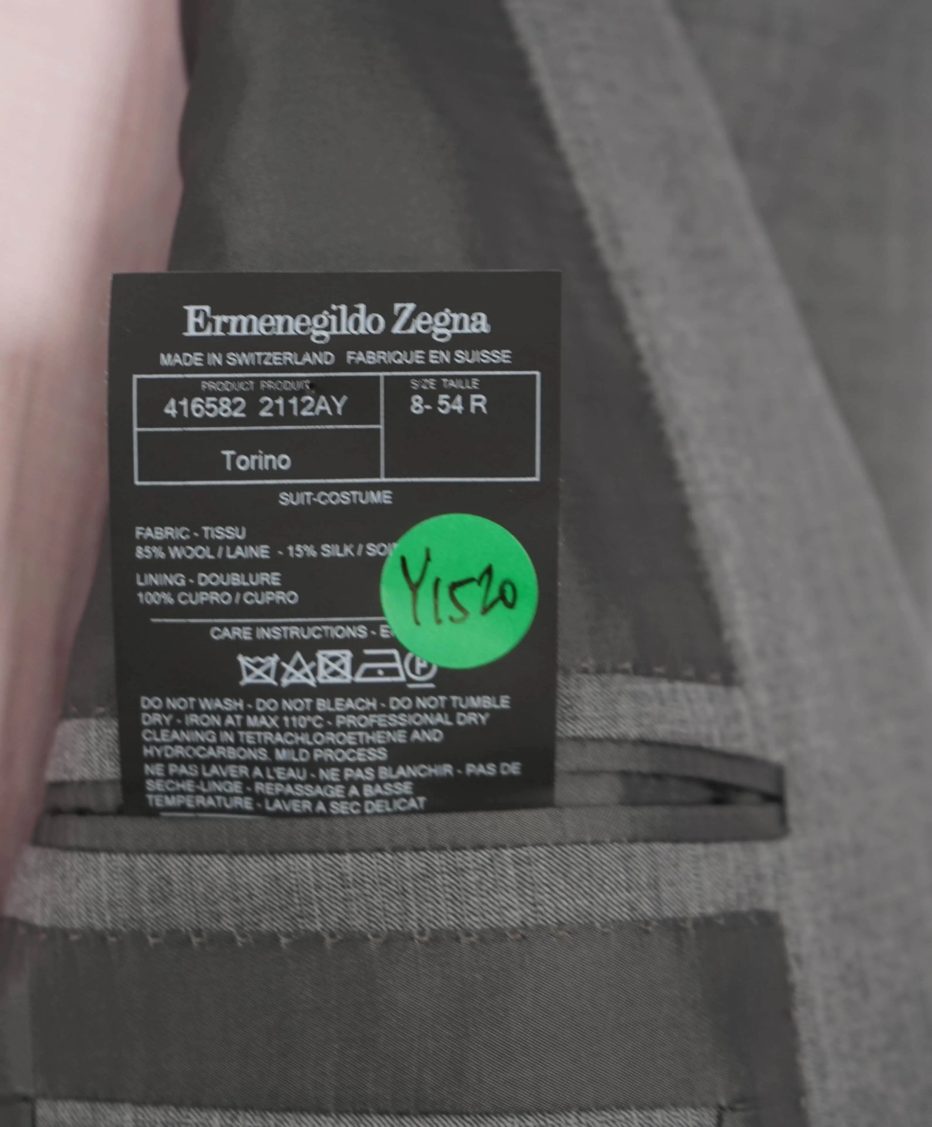 $3,595 ERMENEGILDO ZEGNA -"TROFEO 600" SILK Gray Check Blazer - 44R