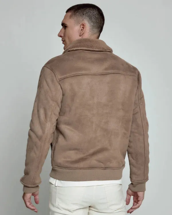 7 Diamonds Evolution Vegan Suede Sherpa Bomber Jacket