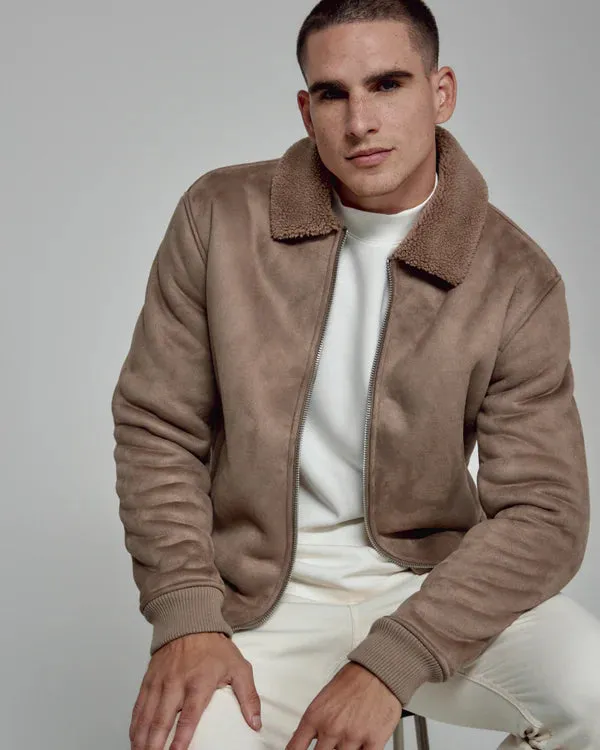 7 Diamonds Evolution Vegan Suede Sherpa Bomber Jacket