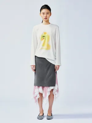 A misaligned suit layered-look skirt