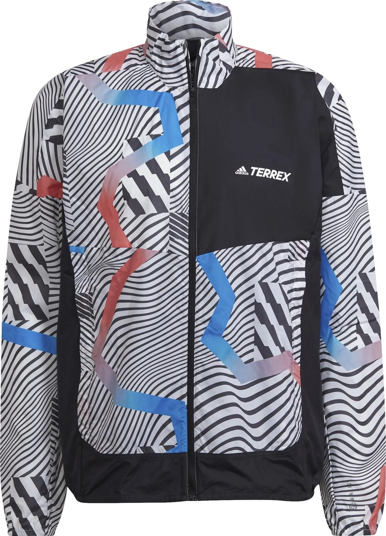 Adidas Men&#x27;s Terrex Trail Running Printed Wind Jacket White/Black | Buy Adidas Men&#x27;s Terrex Trail Running Printed Wind Jacket White/Black here | Outnorth