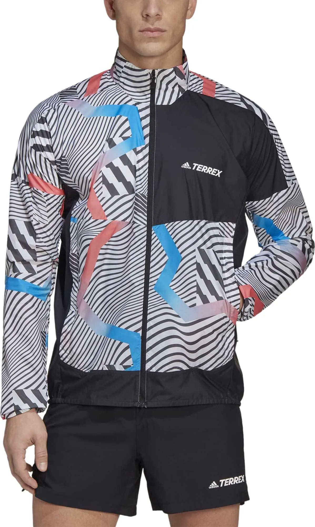 Adidas Men&#x27;s Terrex Trail Running Printed Wind Jacket White/Black | Buy Adidas Men&#x27;s Terrex Trail Running Printed Wind Jacket White/Black here | Outnorth
