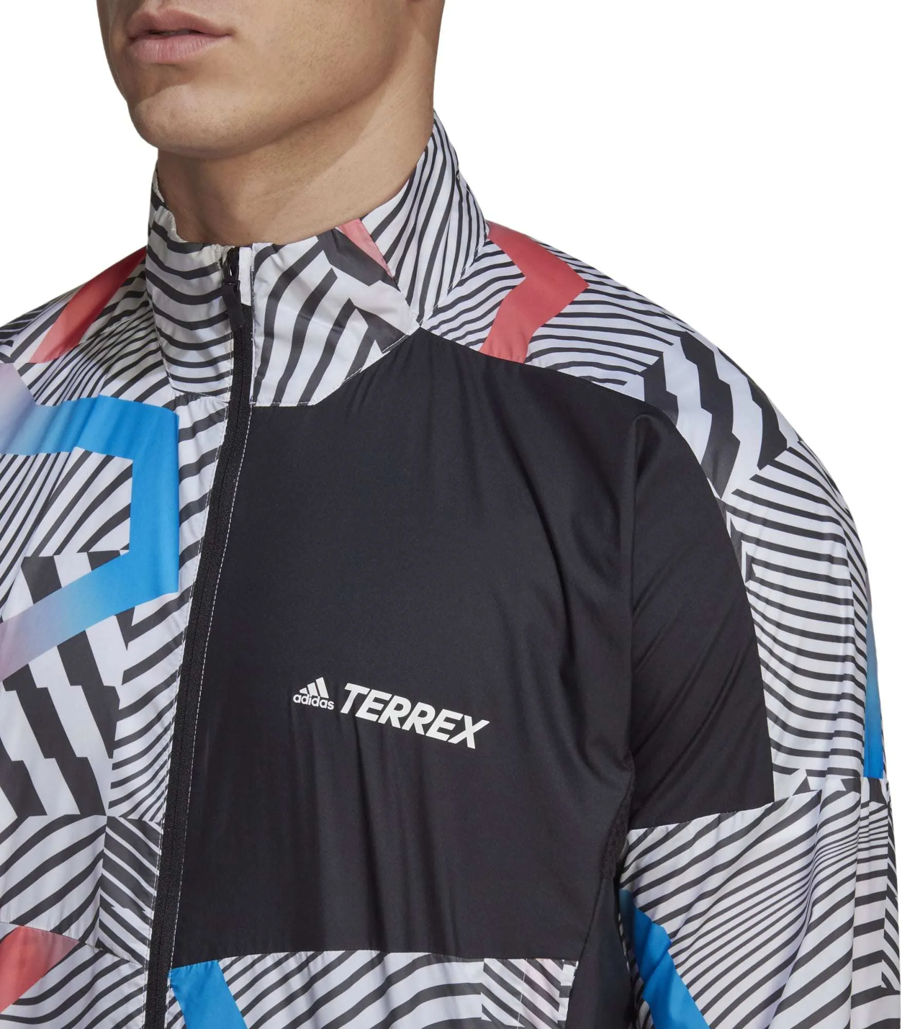 Adidas Men&#x27;s Terrex Trail Running Printed Wind Jacket White/Black | Buy Adidas Men&#x27;s Terrex Trail Running Printed Wind Jacket White/Black here | Outnorth