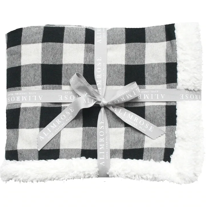 Alimrose Sherpa Baby Blanket Black Check