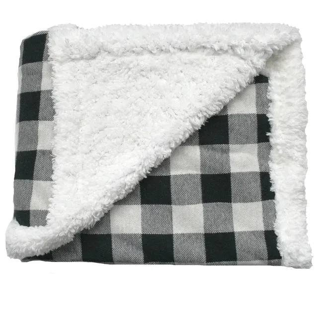 Alimrose Sherpa Baby Blanket Black Check