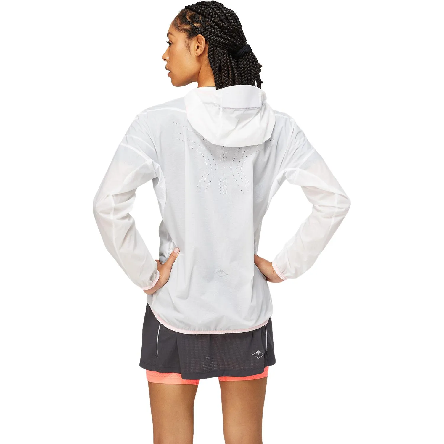 Asics Women&#x27;s Fujitrail Jacket Brilliant White/Blazing Coral | Buy Asics Women&#x27;s Fujitrail Jacket Brilliant White/Blazing Coral here | Outnorth