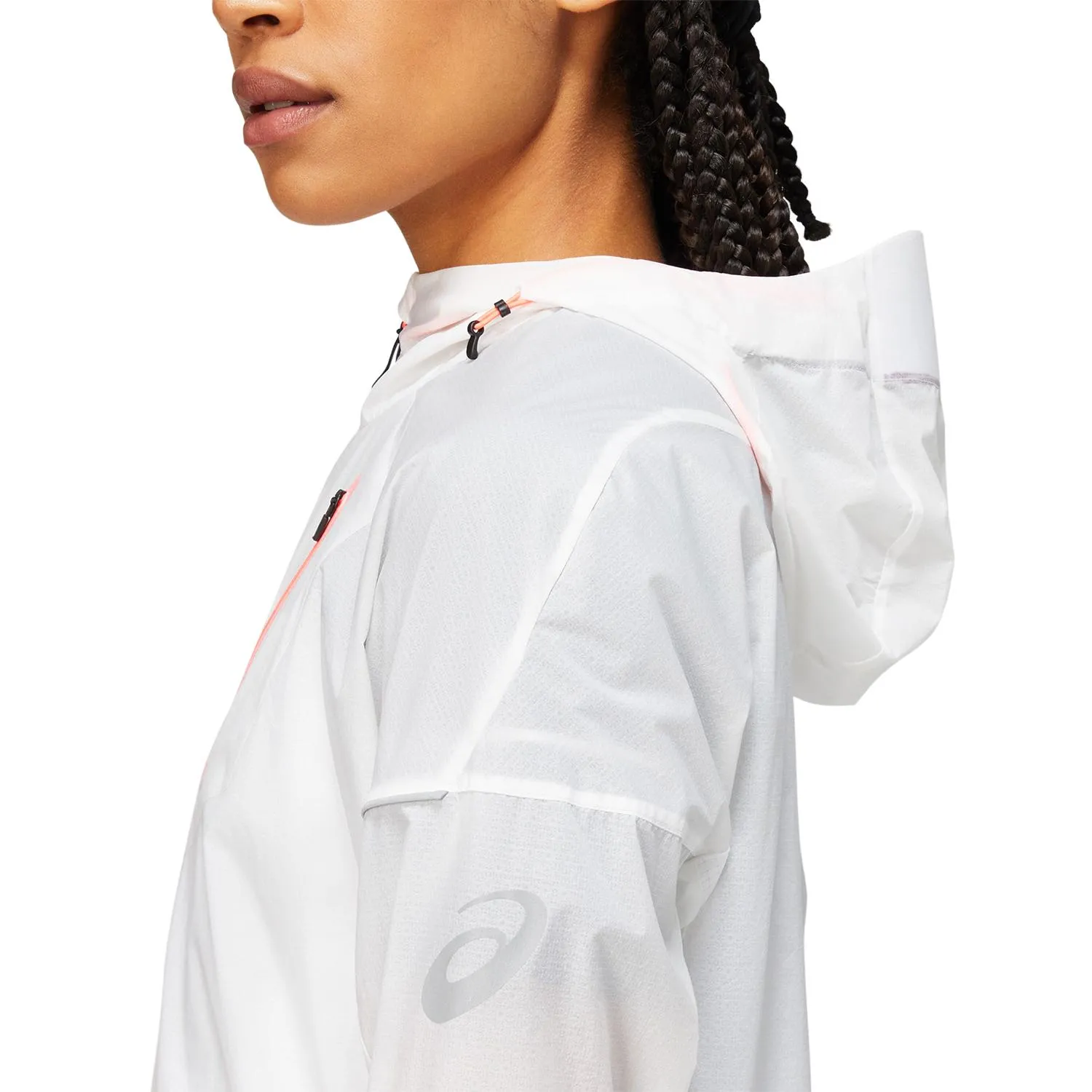 Asics Women&#x27;s Fujitrail Jacket Brilliant White/Blazing Coral | Buy Asics Women&#x27;s Fujitrail Jacket Brilliant White/Blazing Coral here | Outnorth