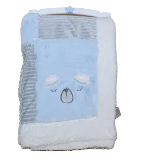 Baby Blanket Patchwork - Blue/White Bear