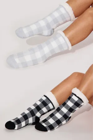 Baby It's Cold Outside Cozy Socks - Grey/combo