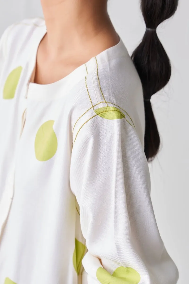 Back Yoke Jacket Co ord - Lime Polka