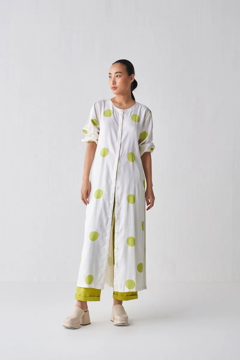 Back Yoke Jacket Co ord - Lime Polka