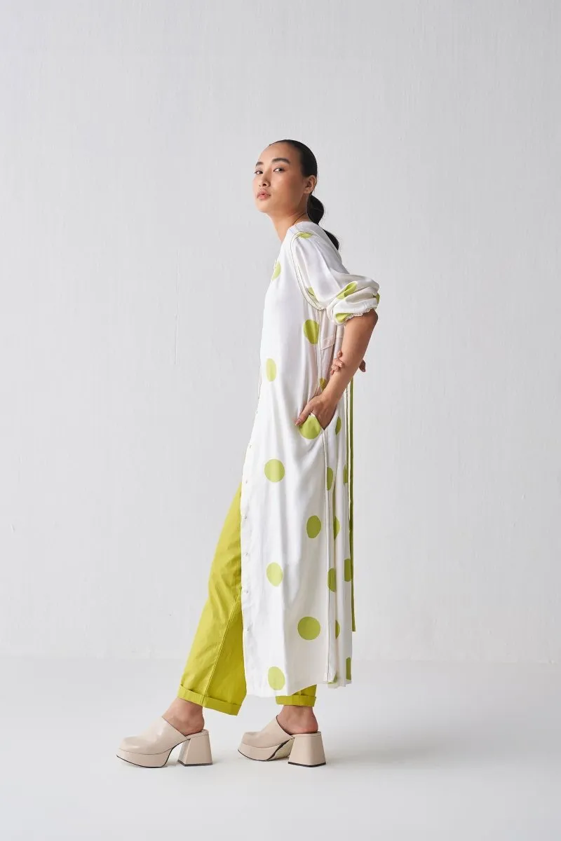 Back Yoke Jacket Co ord - Lime Polka