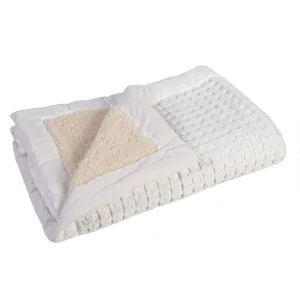 Bamboo Blend  Waffle Blanket with Sherpa Cream - King