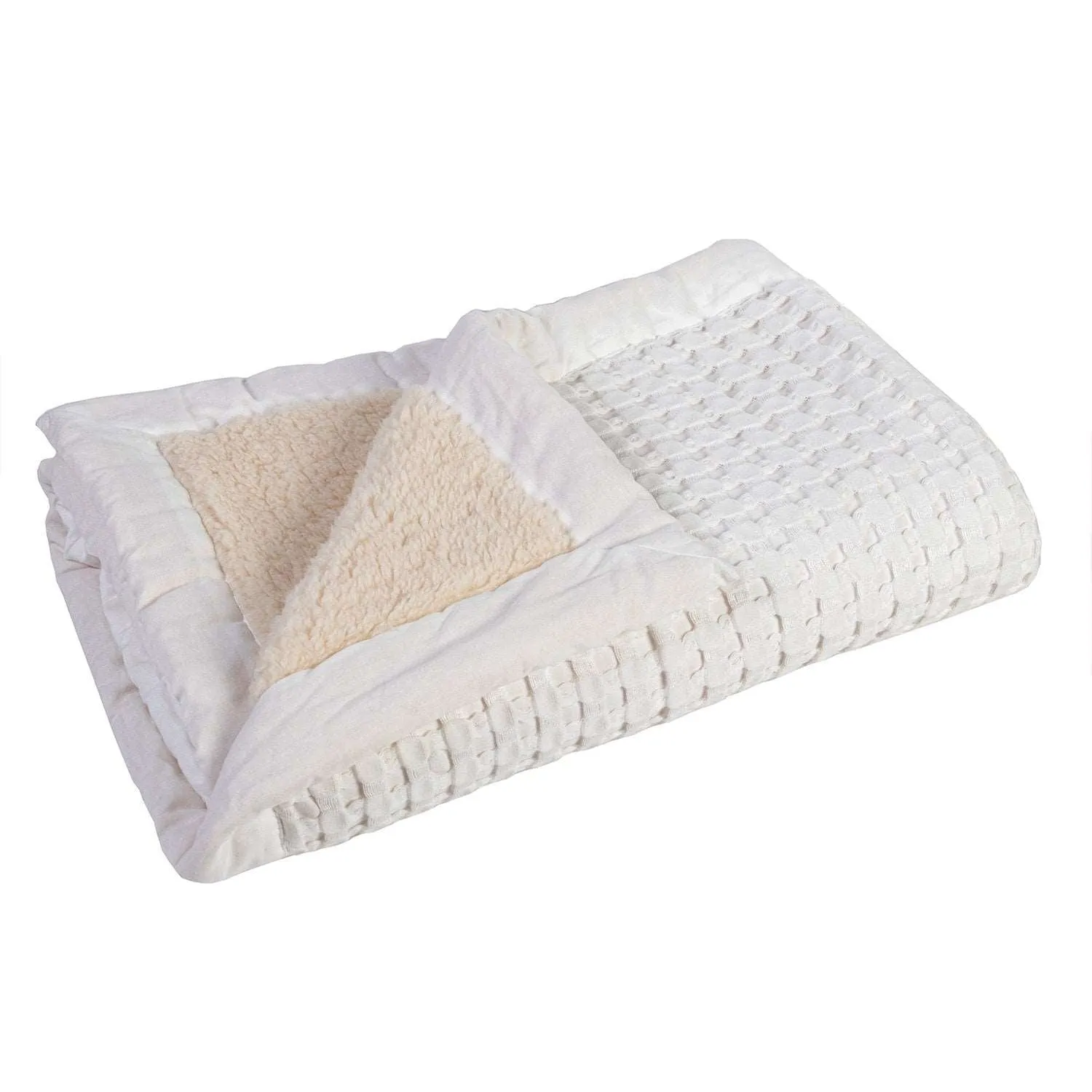Bamboo Blend  Waffle Blanket with Sherpa Cream - King