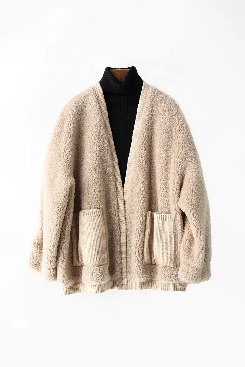 Beige Oversized Sherpa Coatigan