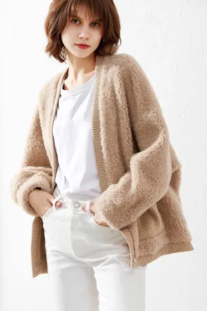 Beige Oversized Sherpa Coatigan