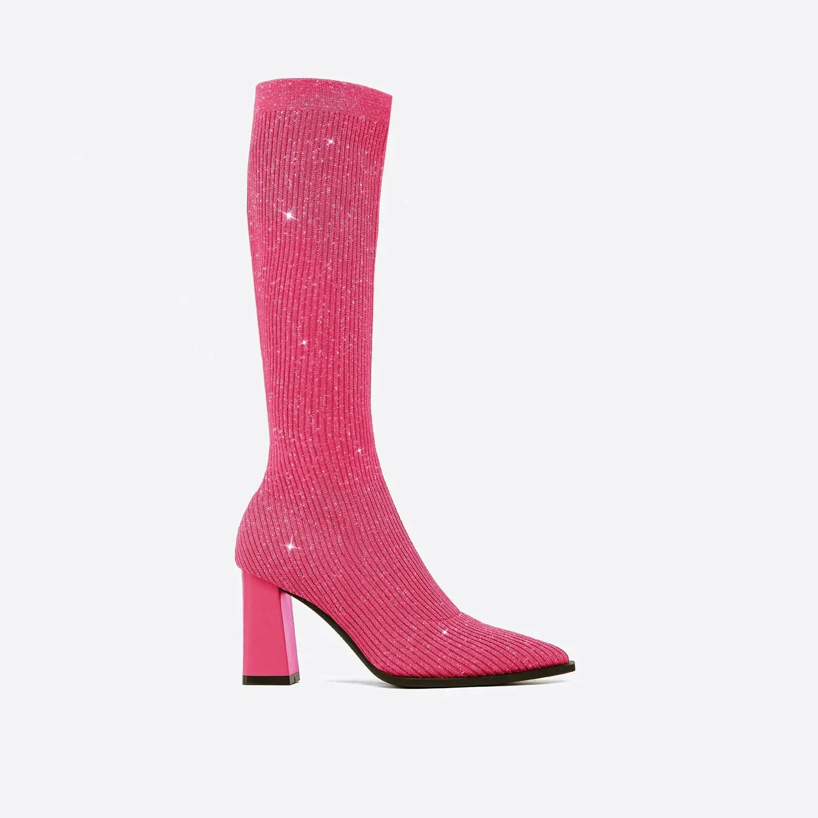 binfenxie- Women Knit Comfort Chunky Heeled High Boots