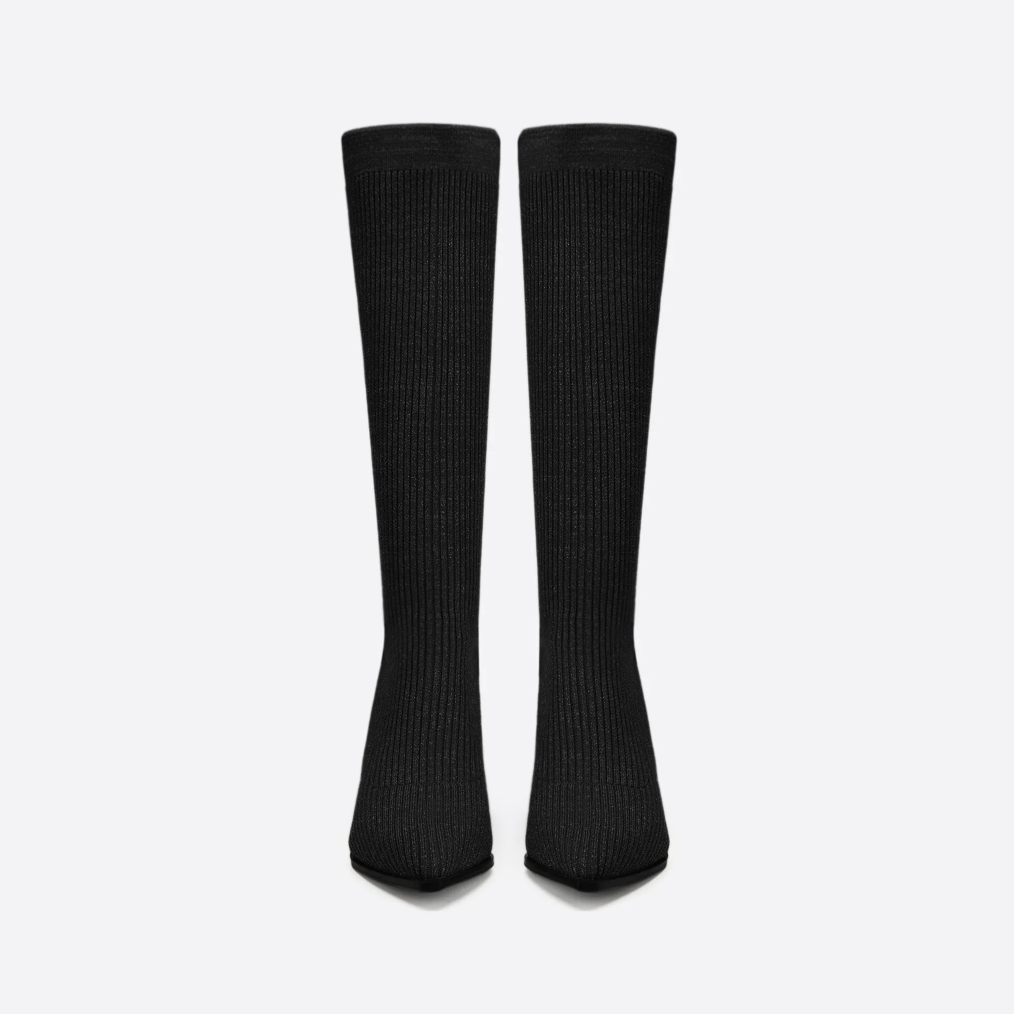 binfenxie- Women Knit Comfort Chunky Heeled High Boots