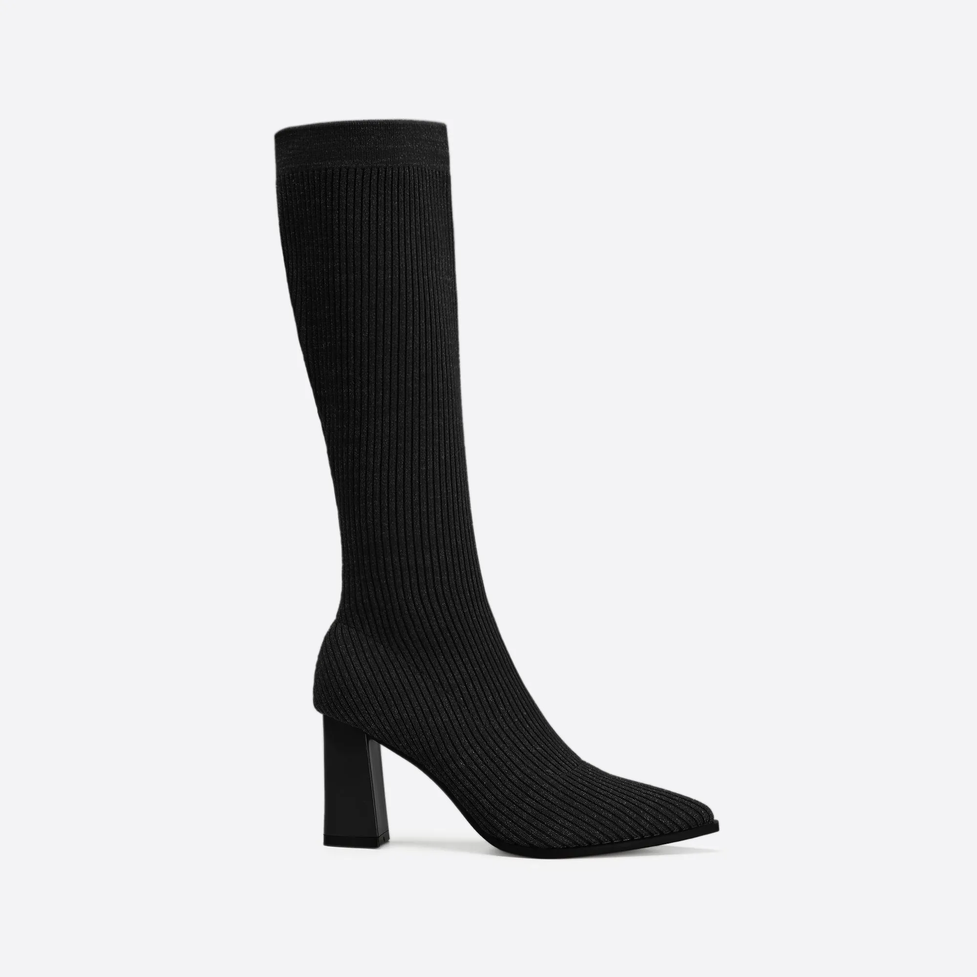 binfenxie- Women Knit Comfort Chunky Heeled High Boots