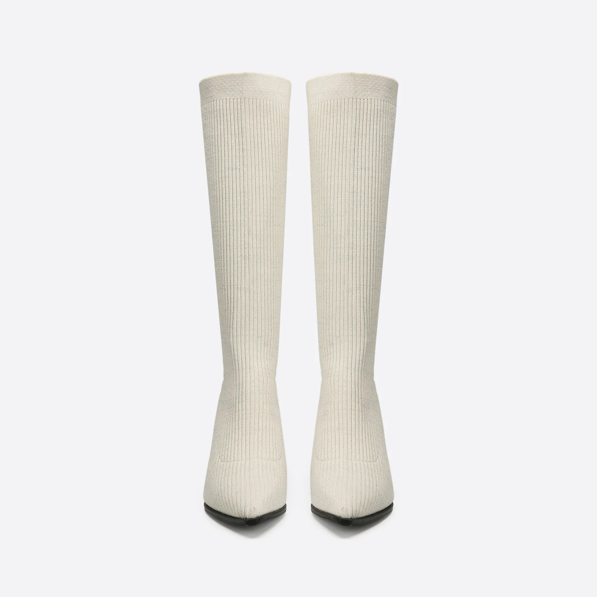 binfenxie- Women Knit Comfort Chunky Heeled High Boots