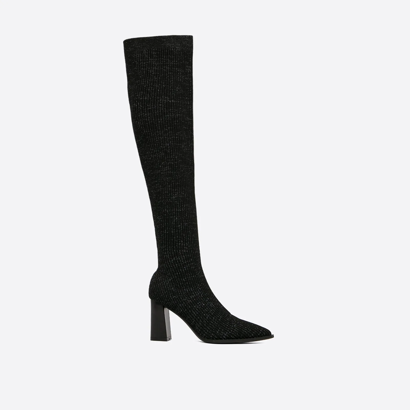 binfenxie- Women Knit Comfort Chunky Heeled High Boots