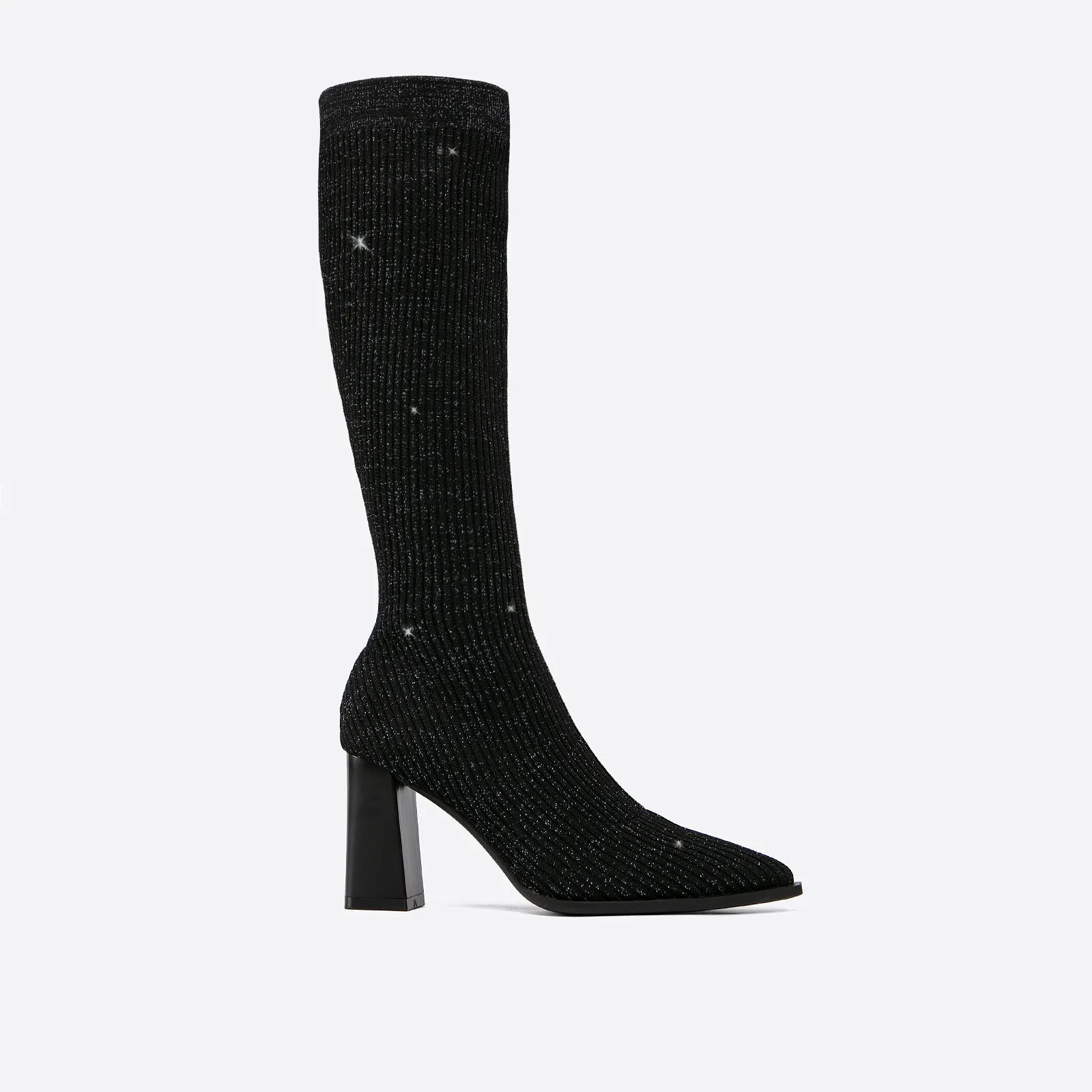 binfenxie- Women Knit Comfort Chunky Heeled High Boots