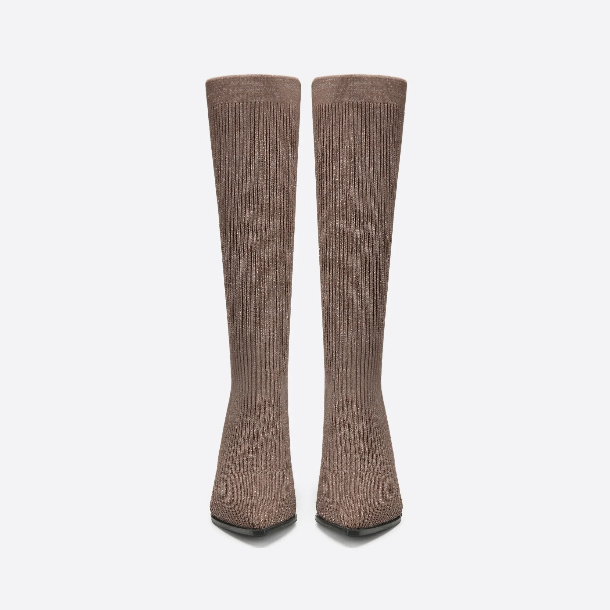 binfenxie- Women Knit Comfort Chunky Heeled High Boots
