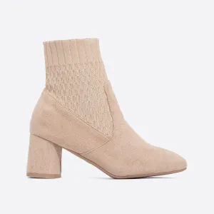 binfenxie- Women Two Tone Heeled Ankle Boots