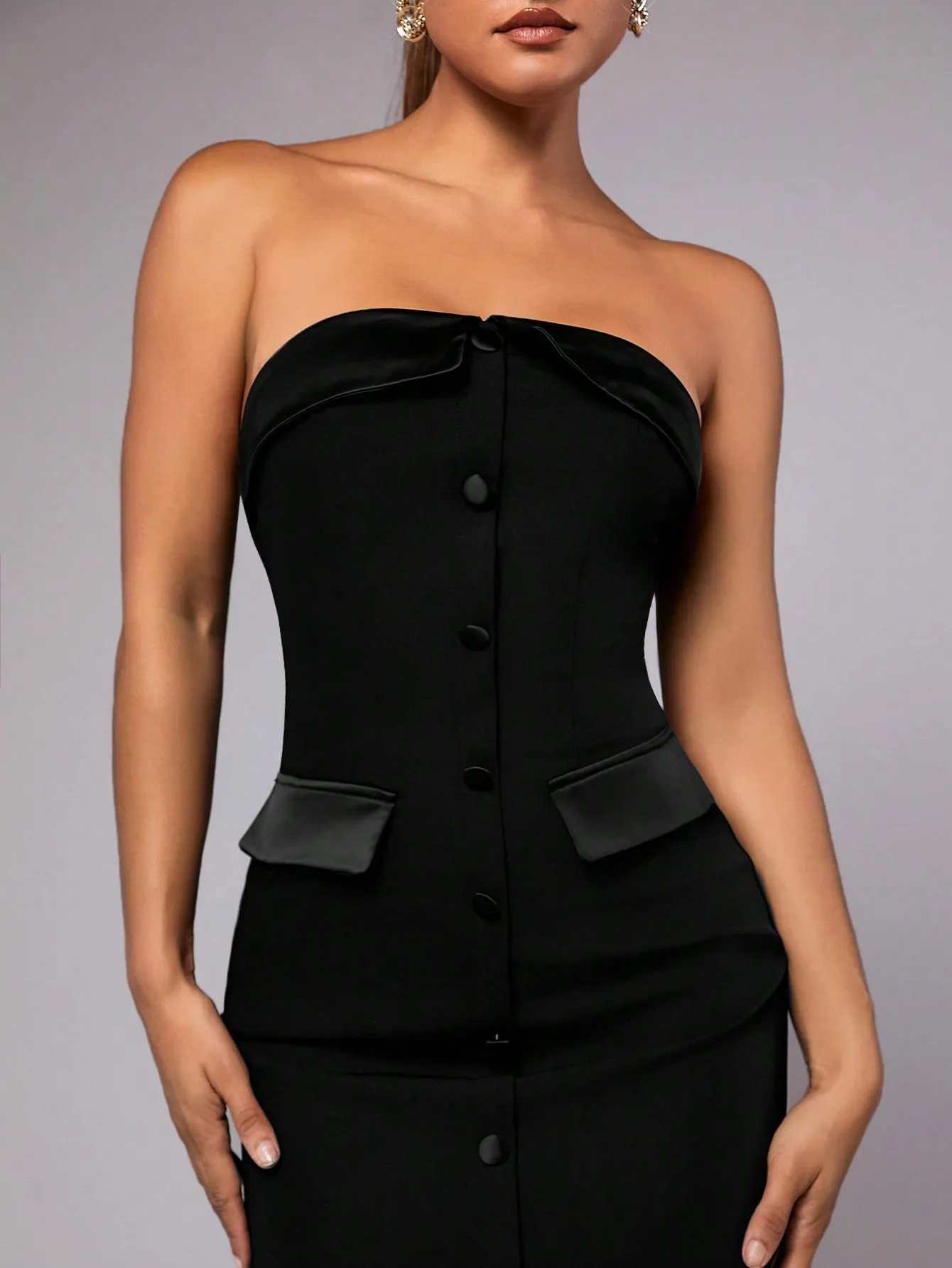 Black Off-Shoulder One-Shoulder Elegant Long Suit Dress
