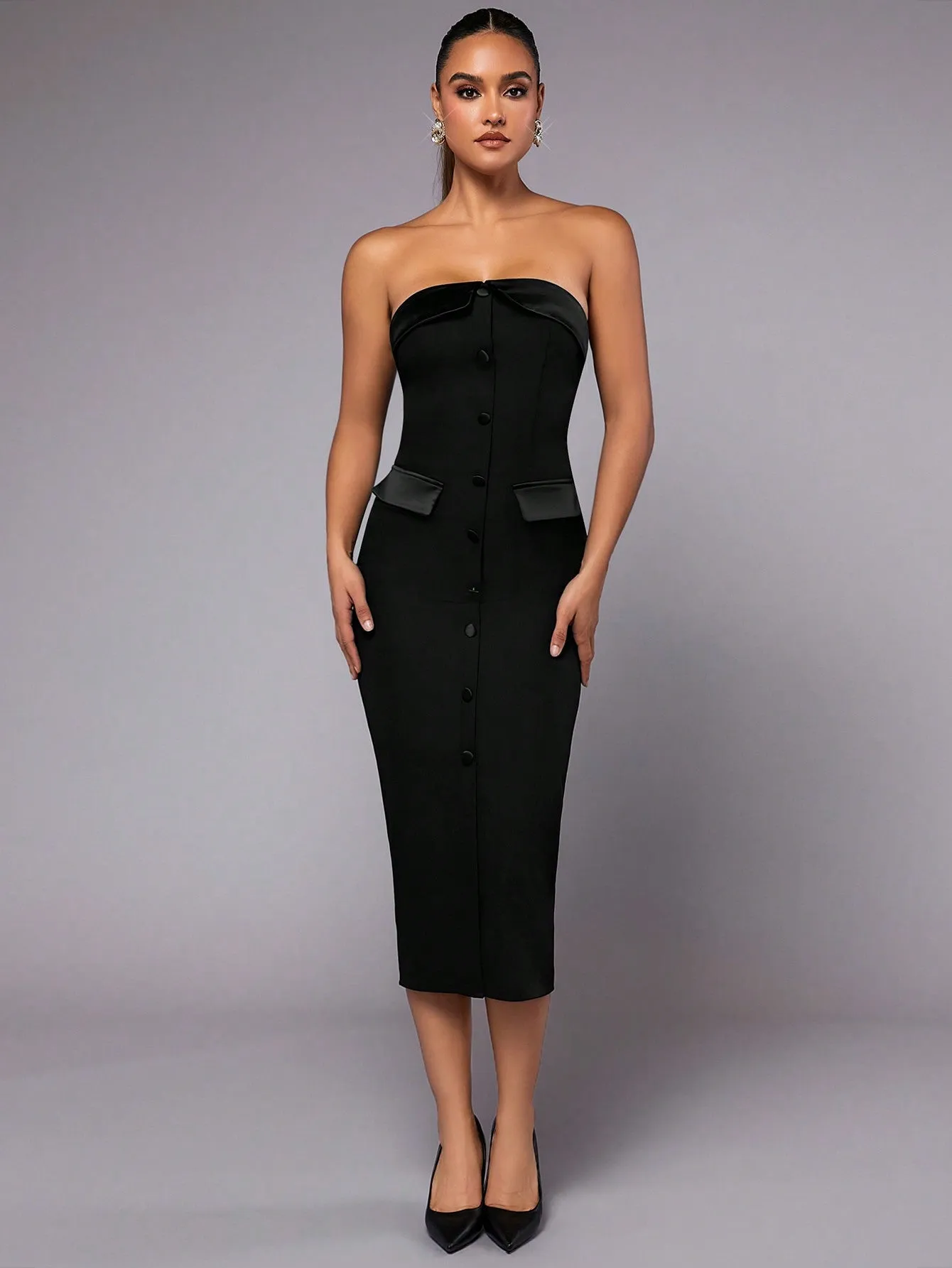 Black Off-Shoulder One-Shoulder Elegant Long Suit Dress
