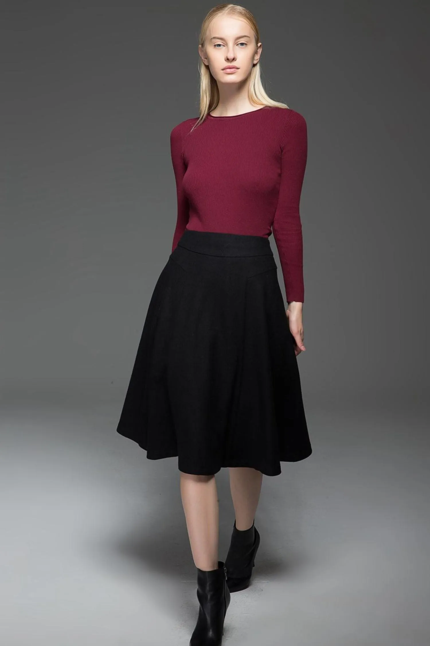 Black Skater womens winter wool skirt C768