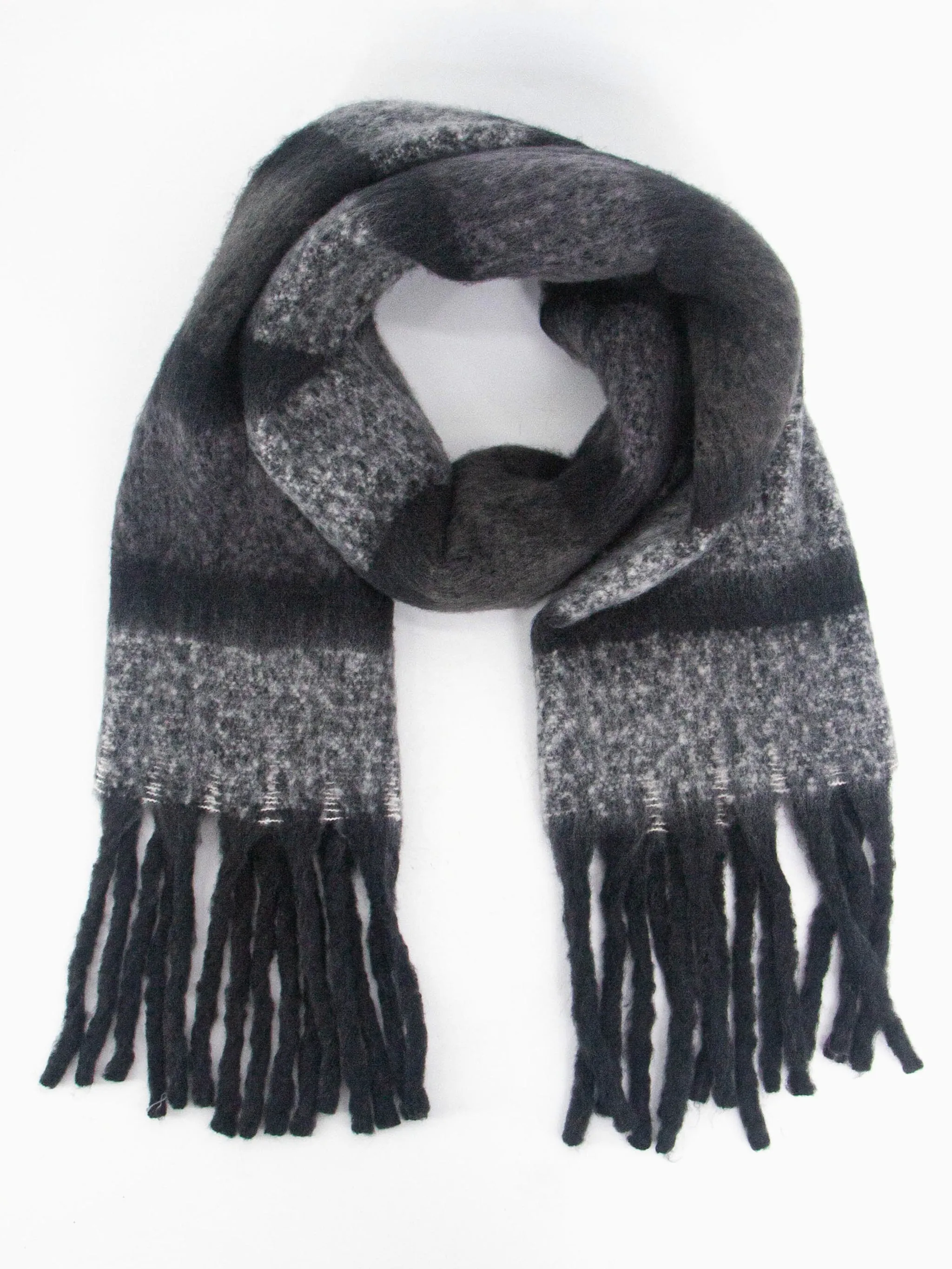 Blair Heavyweight Scarf - Grey, Colour Block Stripe