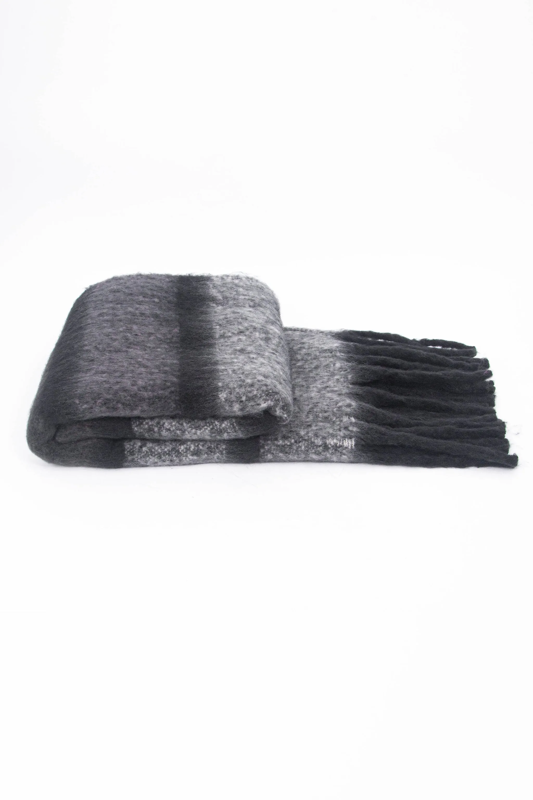 Blair Heavyweight Scarf - Grey, Colour Block Stripe