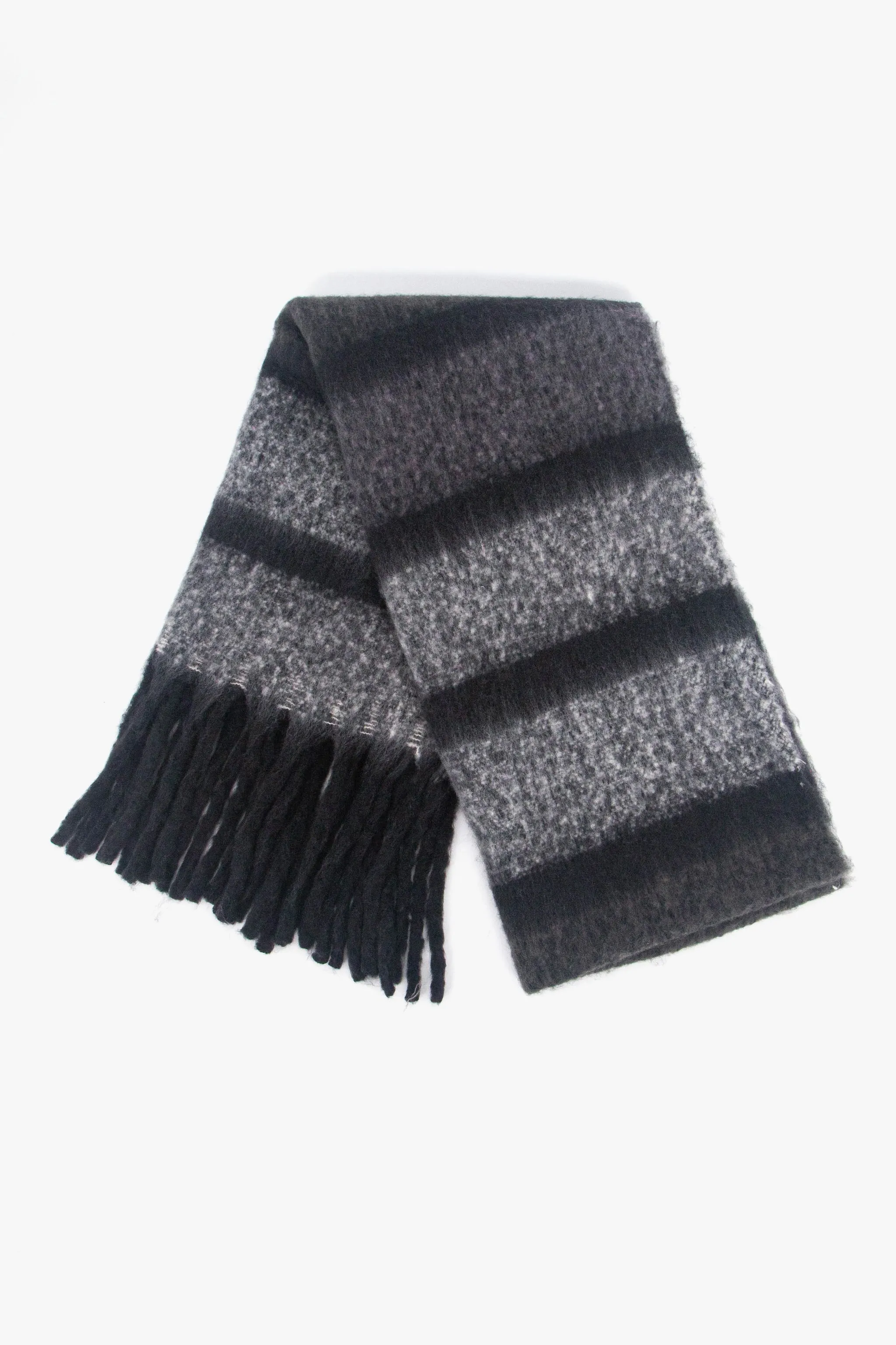 Blair Heavyweight Scarf - Grey, Colour Block Stripe