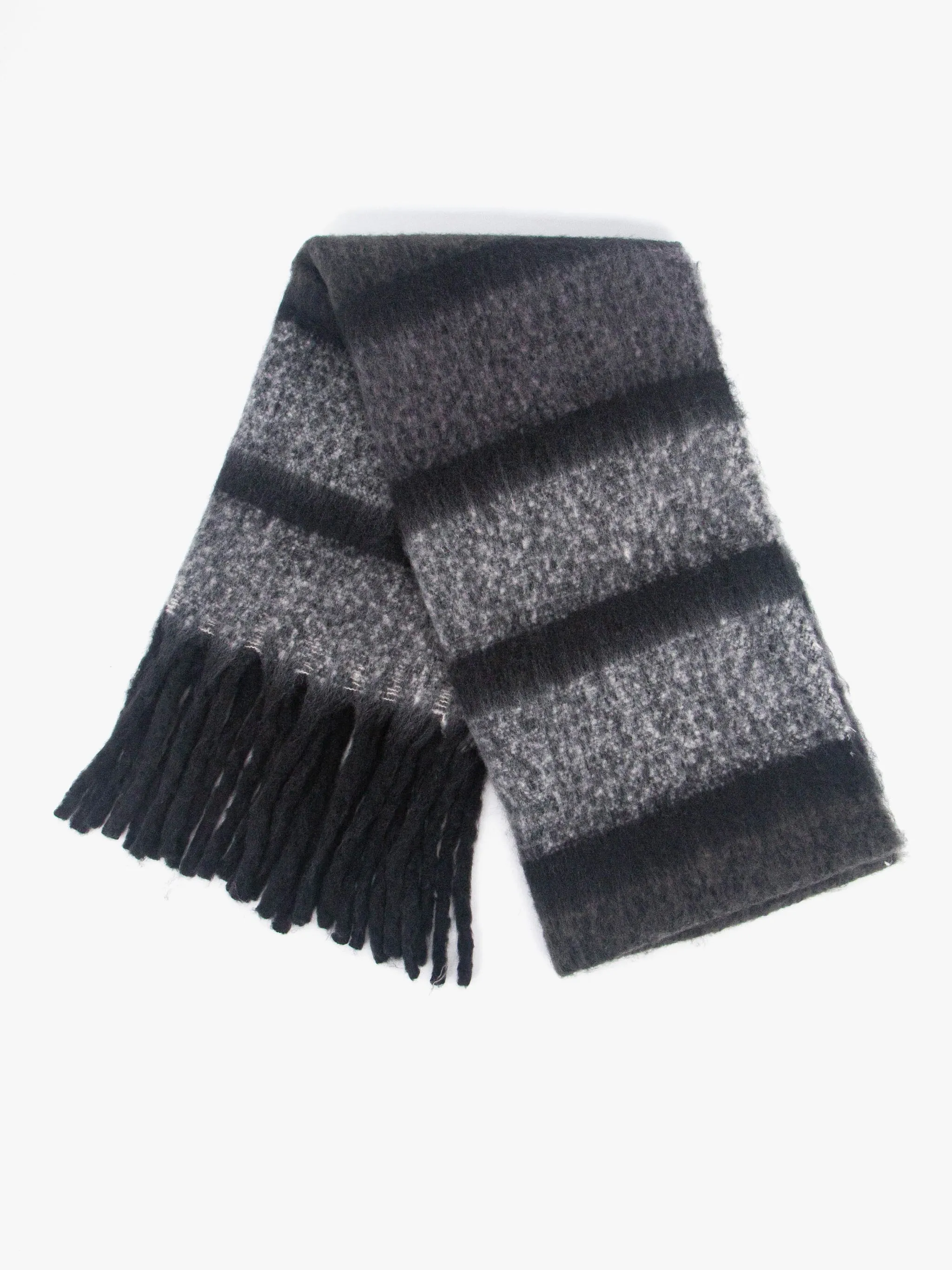 Blair Heavyweight Scarf - Grey, Colour Block Stripe