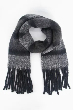 Blair Heavyweight Scarf - Grey, Colour Block Stripe