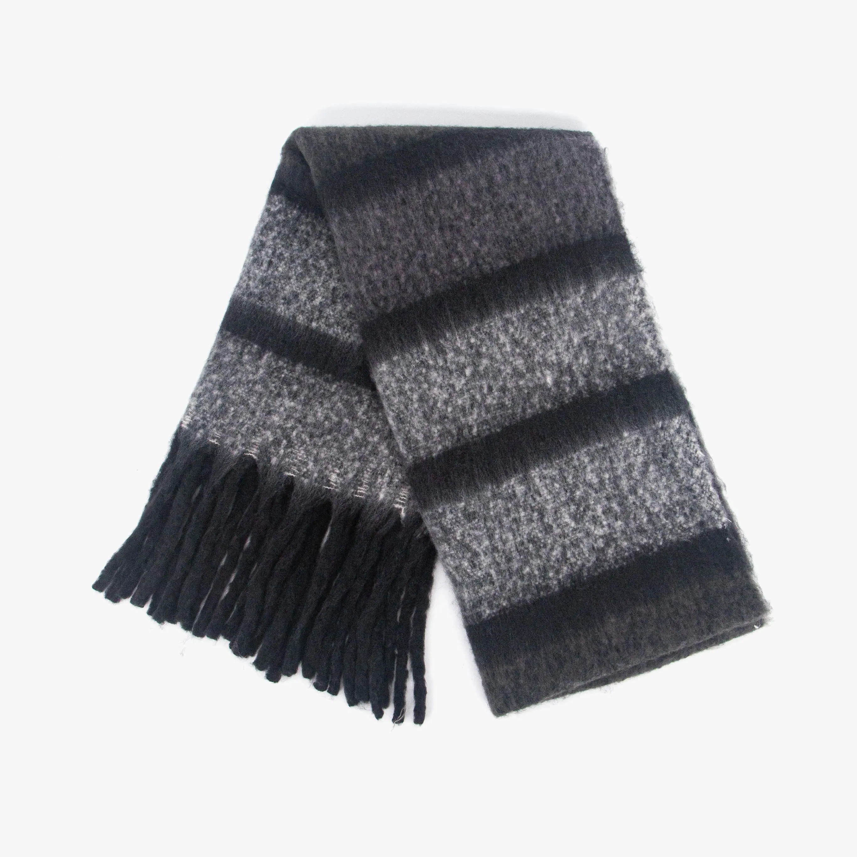 Blair Heavyweight Scarf - Grey, Colour Block Stripe