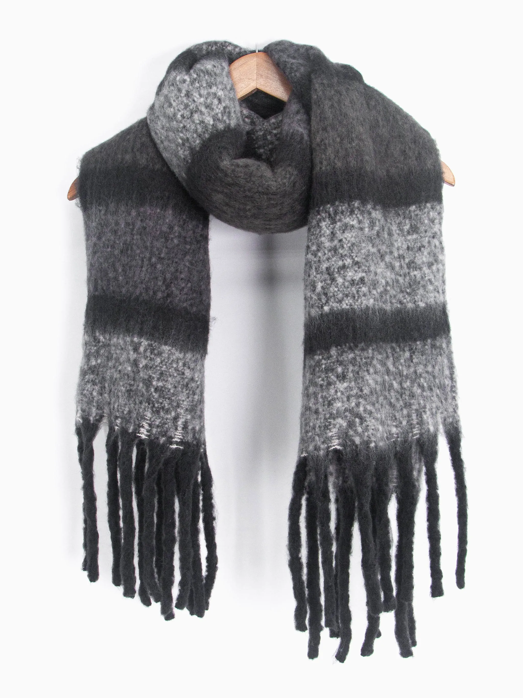 Blair Heavyweight Scarf - Grey, Colour Block Stripe