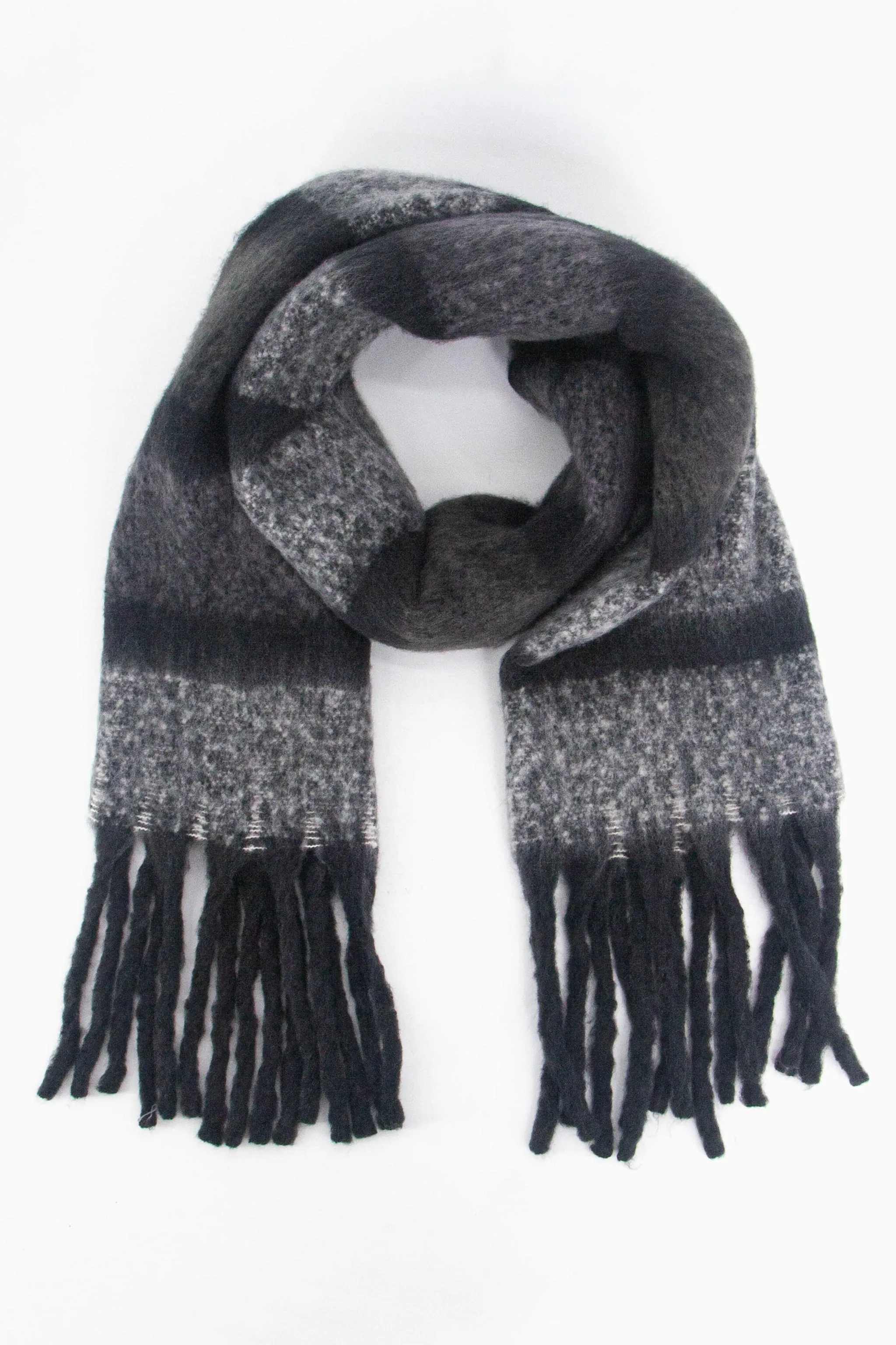 Blair Heavyweight Scarf - Grey, Colour Block Stripe