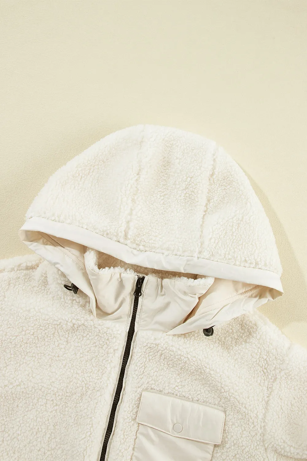 Blue Zone Planet |  Drawstring Zip Up Sherpa Jacket with Removable Hood