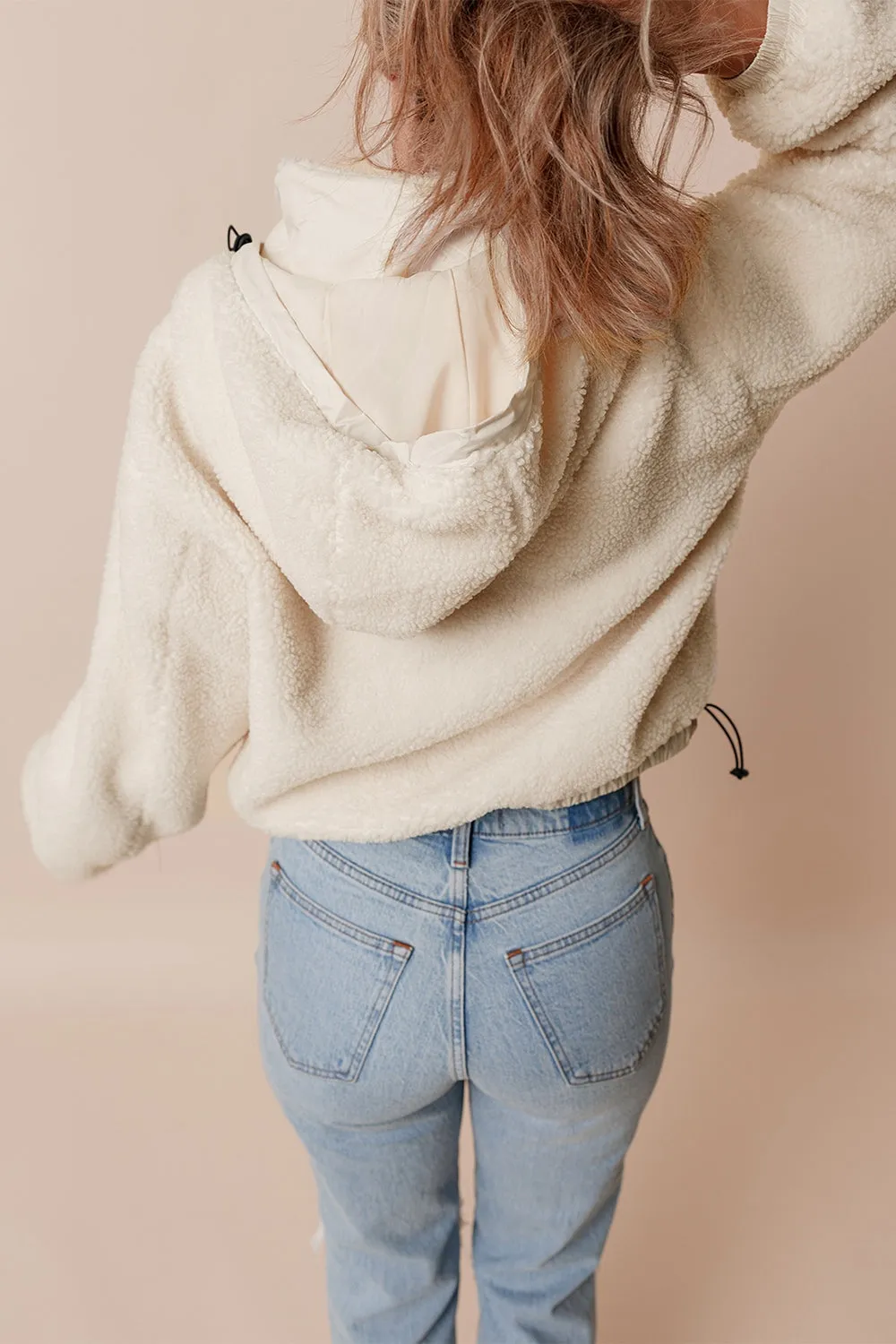 Blue Zone Planet |  Drawstring Zip Up Sherpa Jacket with Removable Hood