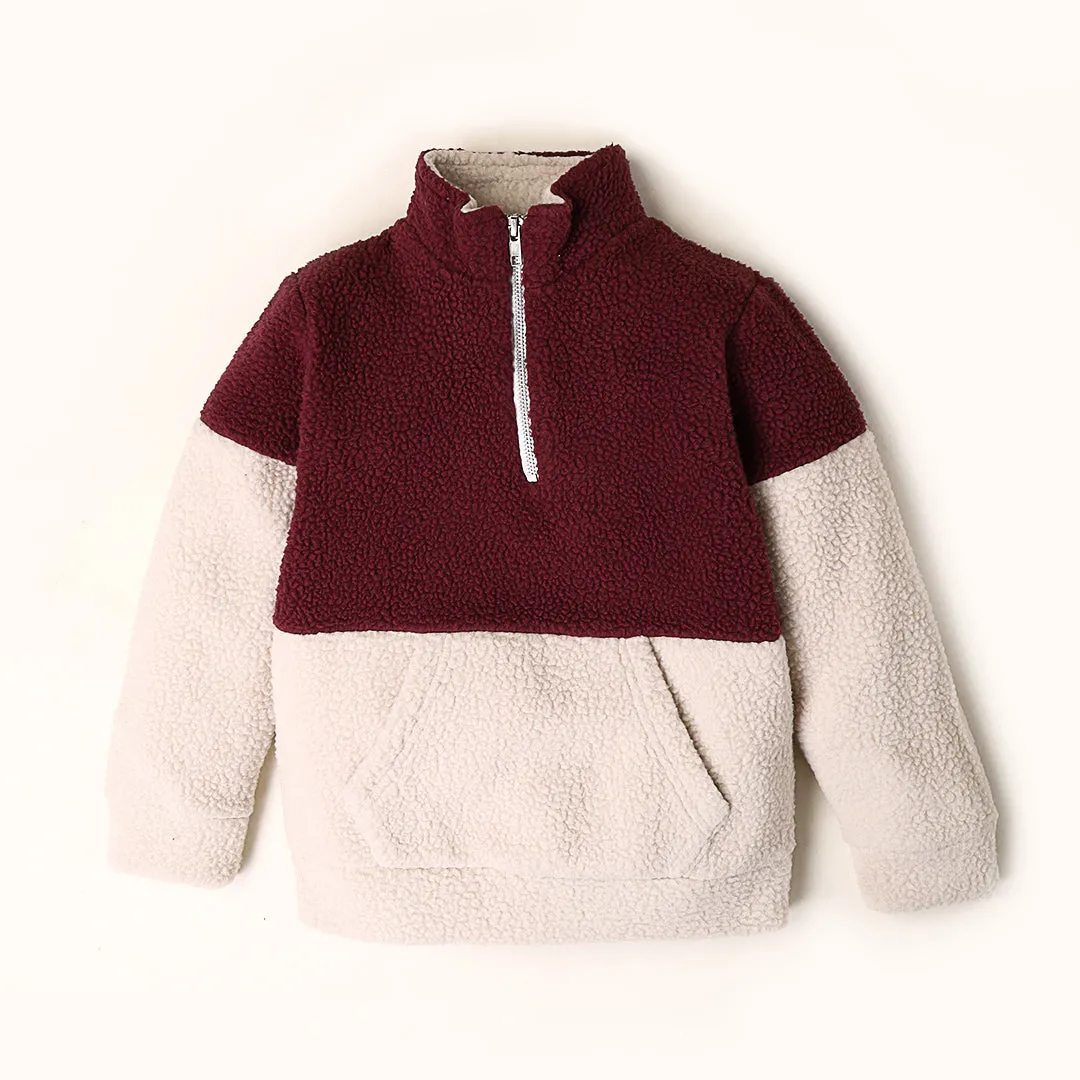 Burgundy Sherpa Quarter Zipper