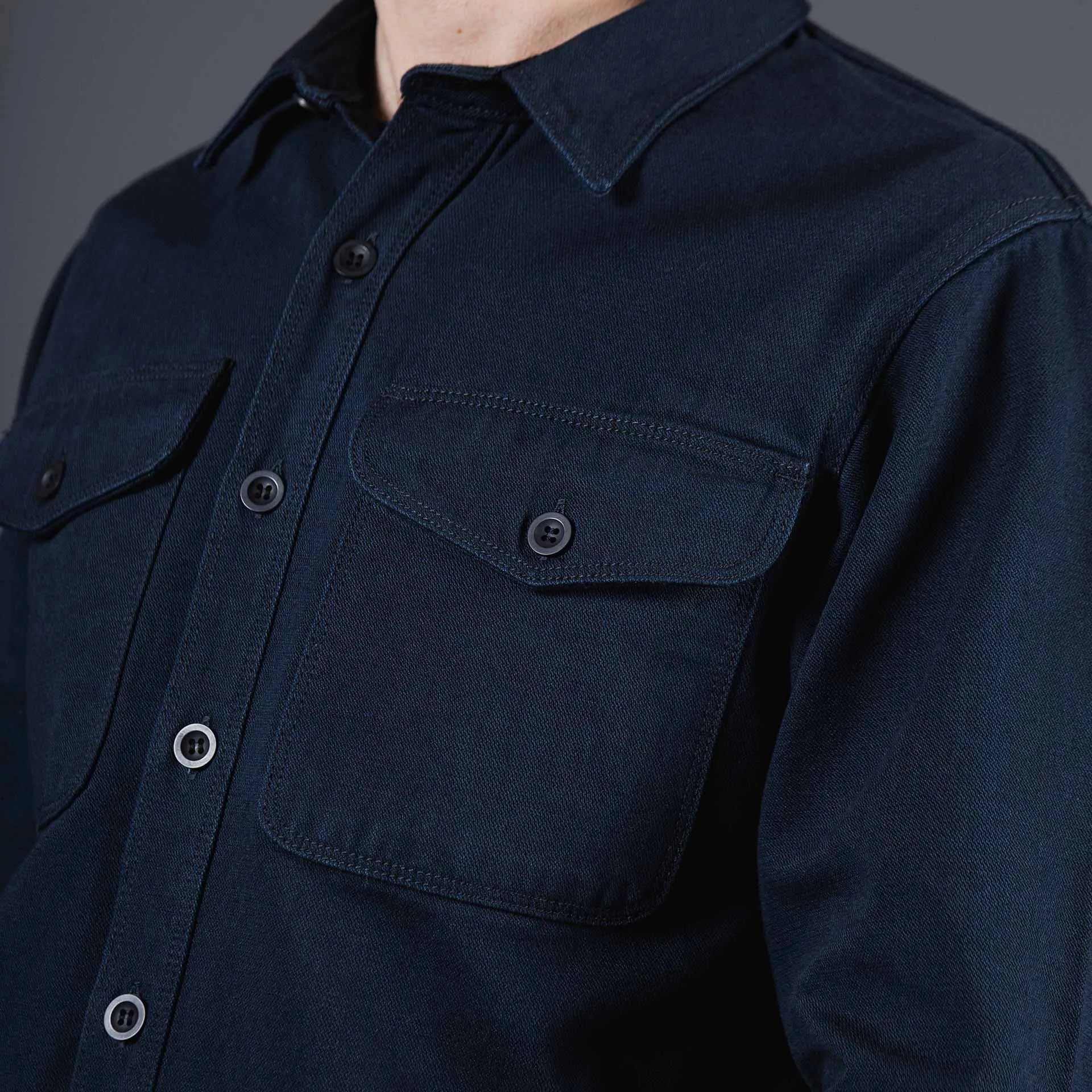 BWS-04 SCOUT OVERSHIRT 13 oz. stay-blue x black modal BT [AW24]