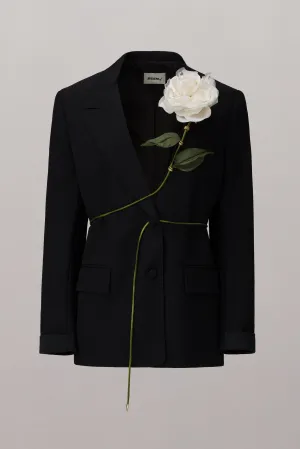 Carnivorous Rose Blazer - Black/White Silk Rose