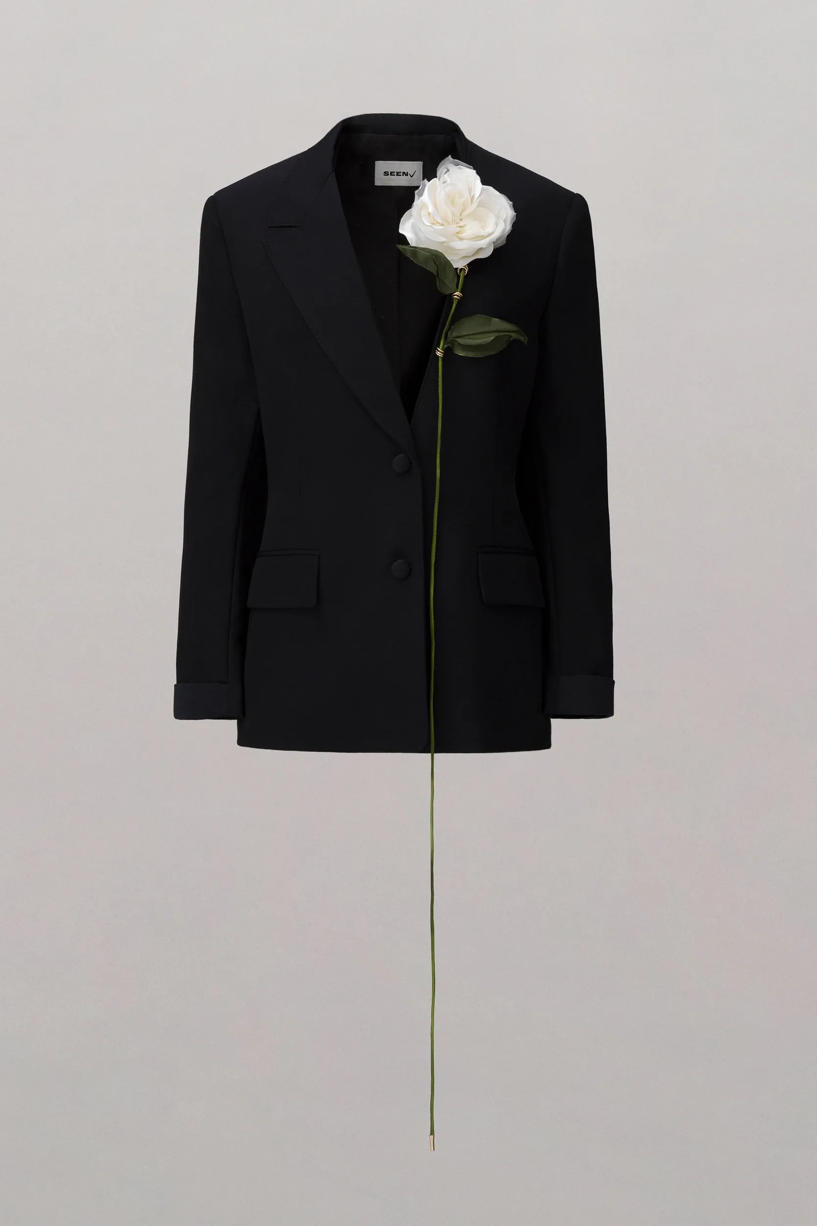 Carnivorous Rose Blazer - Black/White Silk Rose