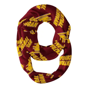 Central Michigan Chippewas Infinity Scarf Maroon All Over Logo by Vive La Fete