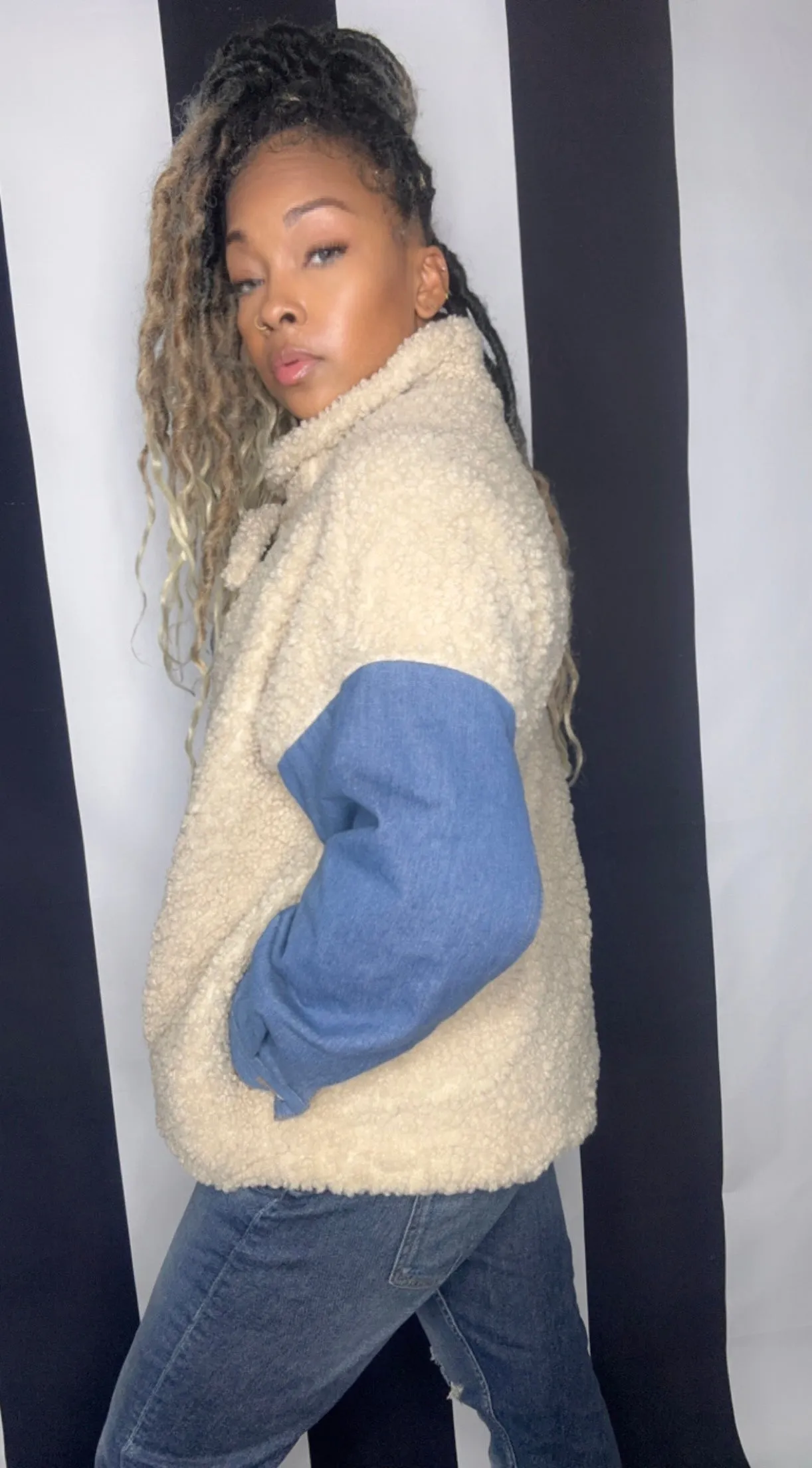 Cuddle Sherpa & Denim Coat