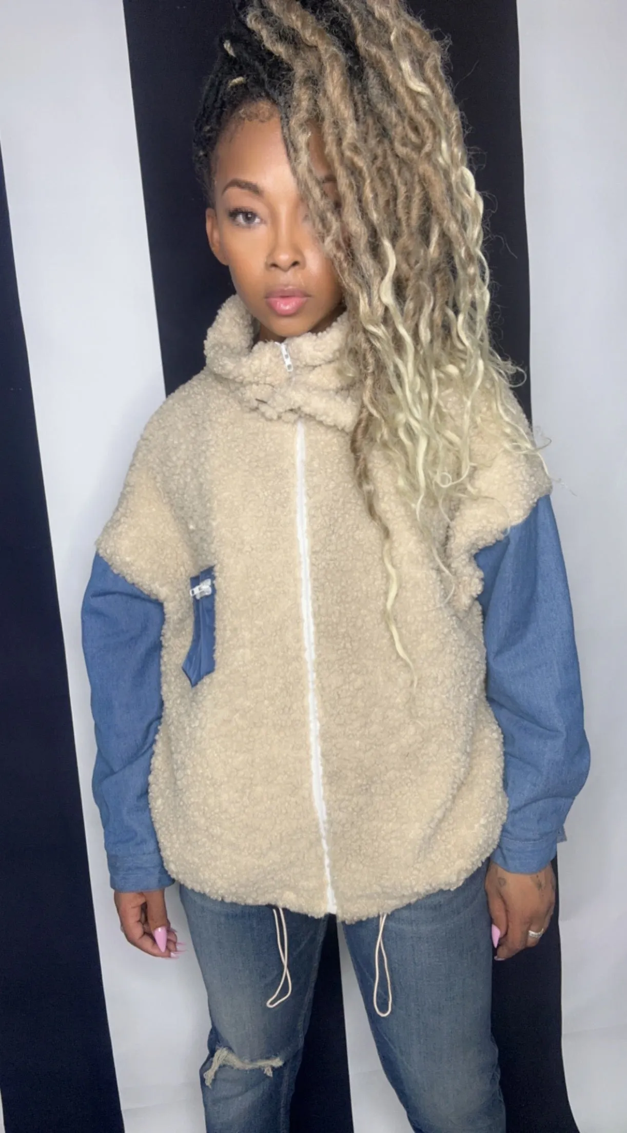 Cuddle Sherpa & Denim Coat