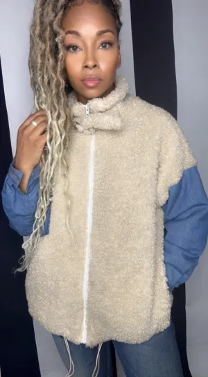 Cuddle Sherpa & Denim Coat